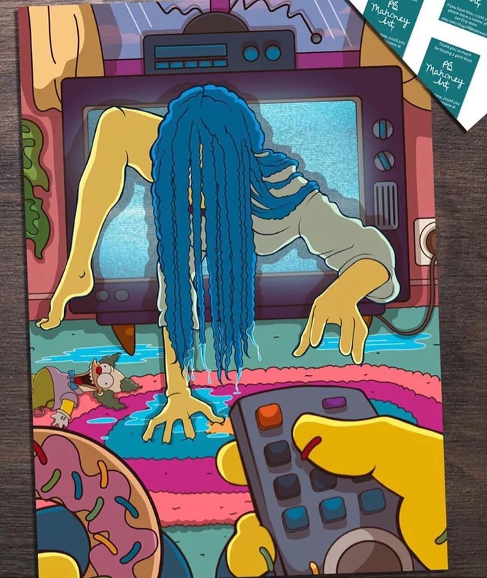 The Simpsons in horror films - The Simpsons, Comics, Cartoons, Horror, Horror, A Nightmare on Elm Street, Friday the 13th, Call, Longpost
