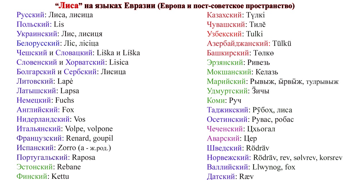 Слова европейских языков. Языки Евразии. Страны Евразии и языки. Лиса на разных языках. Какой язык в Евразии.