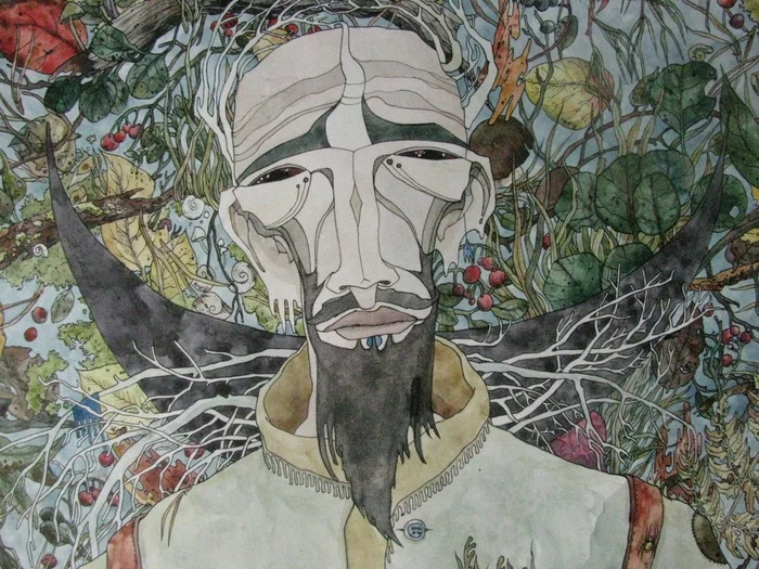 Forester from Siberia. - My, Watercolor, Graphics, Art, Forest, Beard, Traditional art, Siberia, Longpost