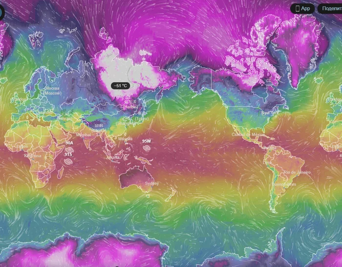 General Frost - My, freezing, Siberia, Greenland, Canada, Ventusky, Winter