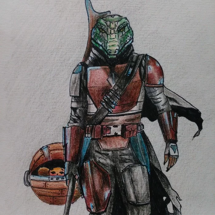 17. My hobby: drawing - My, Star Wars, Mandalorian, Art, Drawing