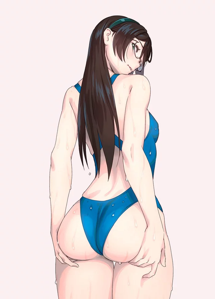 OHyodo - NSFW, Kantai Collection, Ooyodo, Аниме, Anime Art, Купальник, Очки, Попа