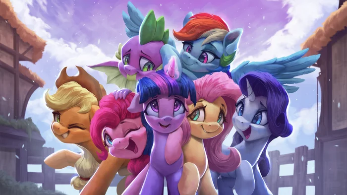 Friends Forever - My little pony, PonyArt, Mane 6, Spike, Vanillaghosties