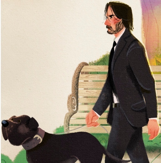 If anyone tries to steal puppies again, they know who to contact - Rave, 101 dalmatians, John Wick, Crossover, Drawing, Art