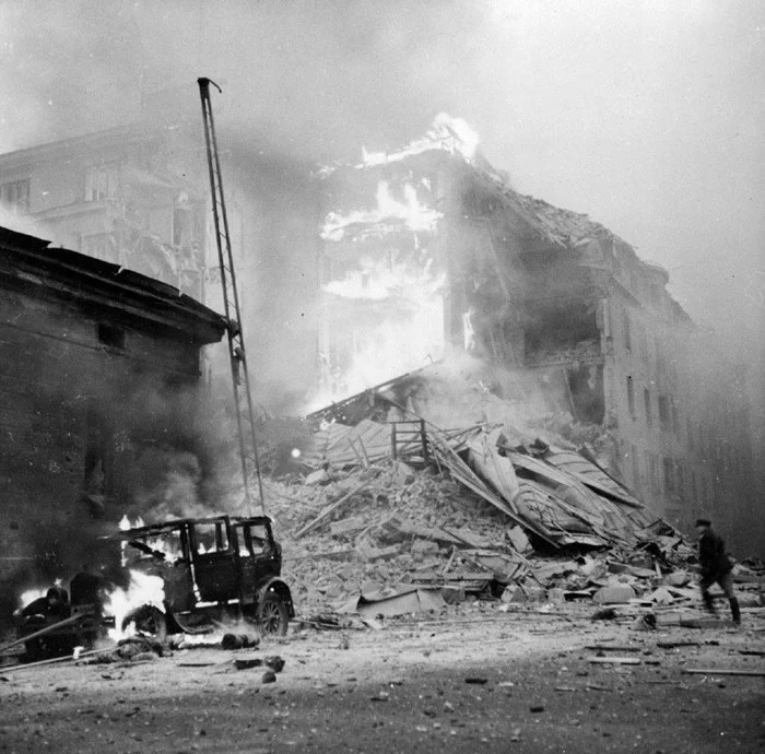 Ruins in Helsinki after the bombing by Soviet aircraft. 1939 - Story, Soviet-Finnish war, Finland, Politics
