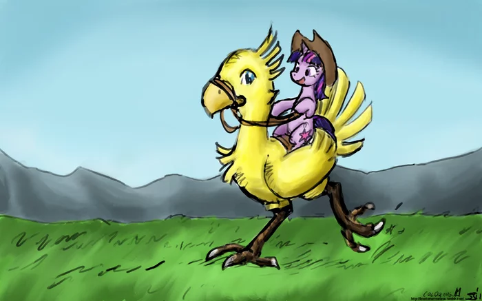 Twinkie rides - My little pony, Twilight sparkle, Crossover, Final Fantasy, Chocobo