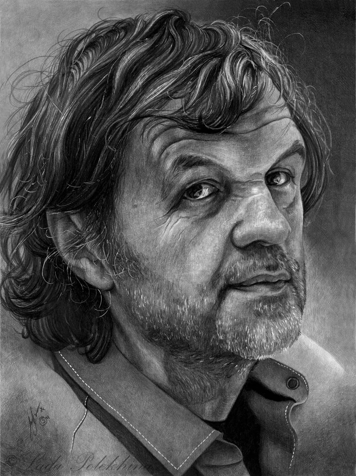 Portrait with a simple pencil. Emir Kusturica - My, Drawing, Portrait, Celebrities, Emir Kusturica, Director, Graphics, Musicians, Actors and actresses