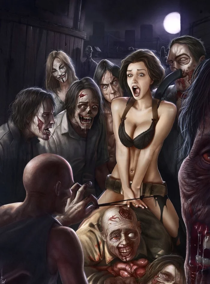 Resident evil. Mischievous zombies - NSFW, Art, Fan art, Resident evil, Zombie, Artstation, Longpost, Rafael Teruel