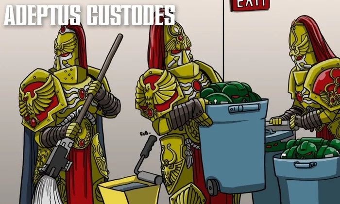 Адептус Кустодес за работой - Warhammer 40k, Wh Humor, Wh Art, Adeptus Astartes, Adeptus Custodes, Robert Jones