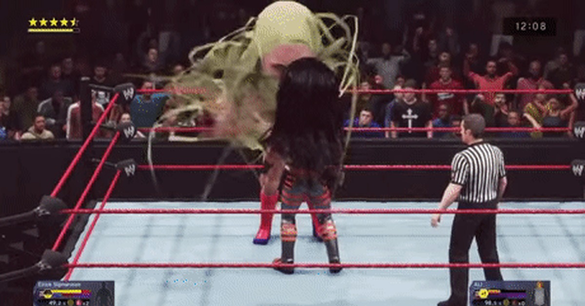 From simulator to horror one bug - WWE, Games, Computer games, Video game, Game humor, Bug, GIF