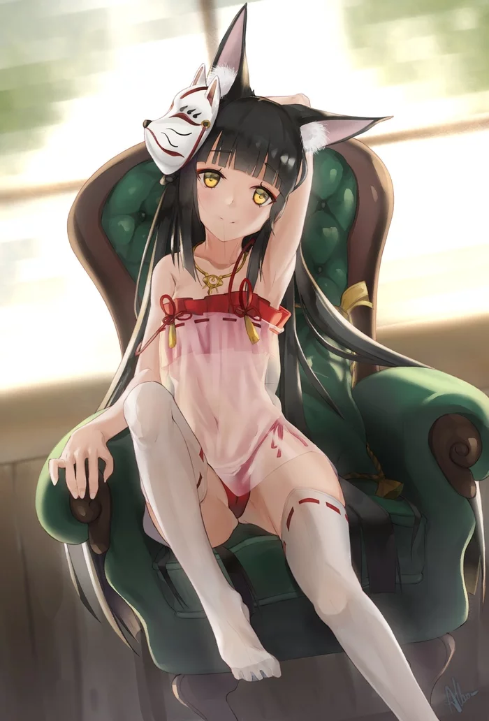 Nagato - NSFW, Azur lane, Nagato, Animal ears, Anime art, Anime, Art, Pantsu