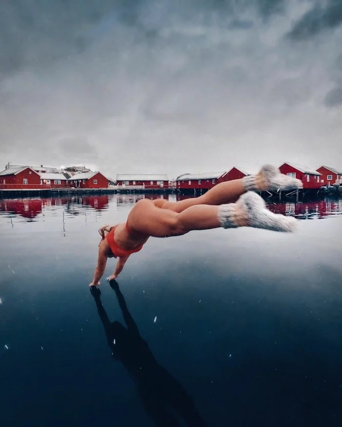 I think it's Norway - NSFW, The photo, Girls, Lake, Diving, Socks