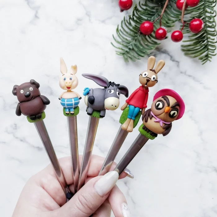 Winnie the Pooh and all, all, all) - My, Polymer clay, Handmade, Delicious spoons, Cutlery, Winnie the Pooh, Piglet