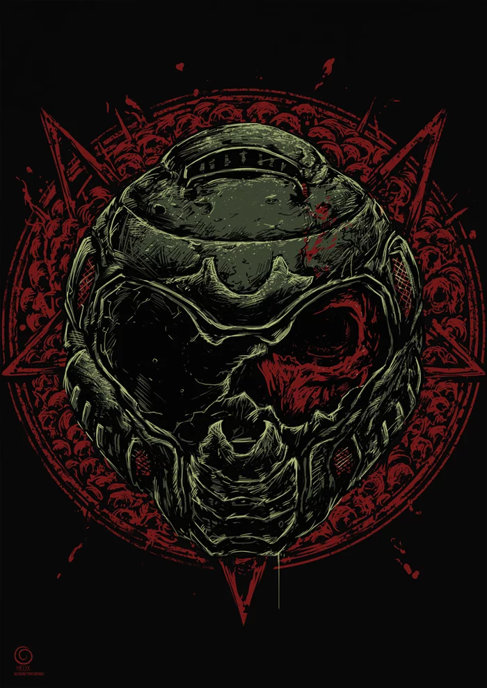 Doom 2016 helmet - My, Doom, Art, Longpost