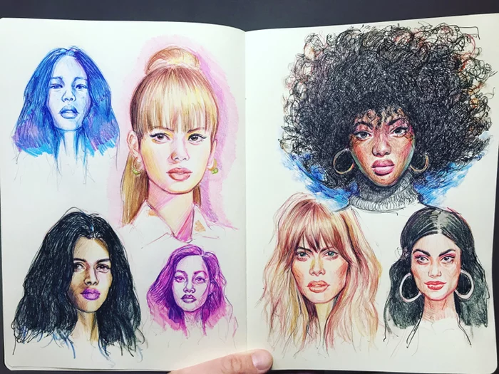 Sketchbook pages - My, Girls, Drawing, Sketchbook, Artist, Illustrations