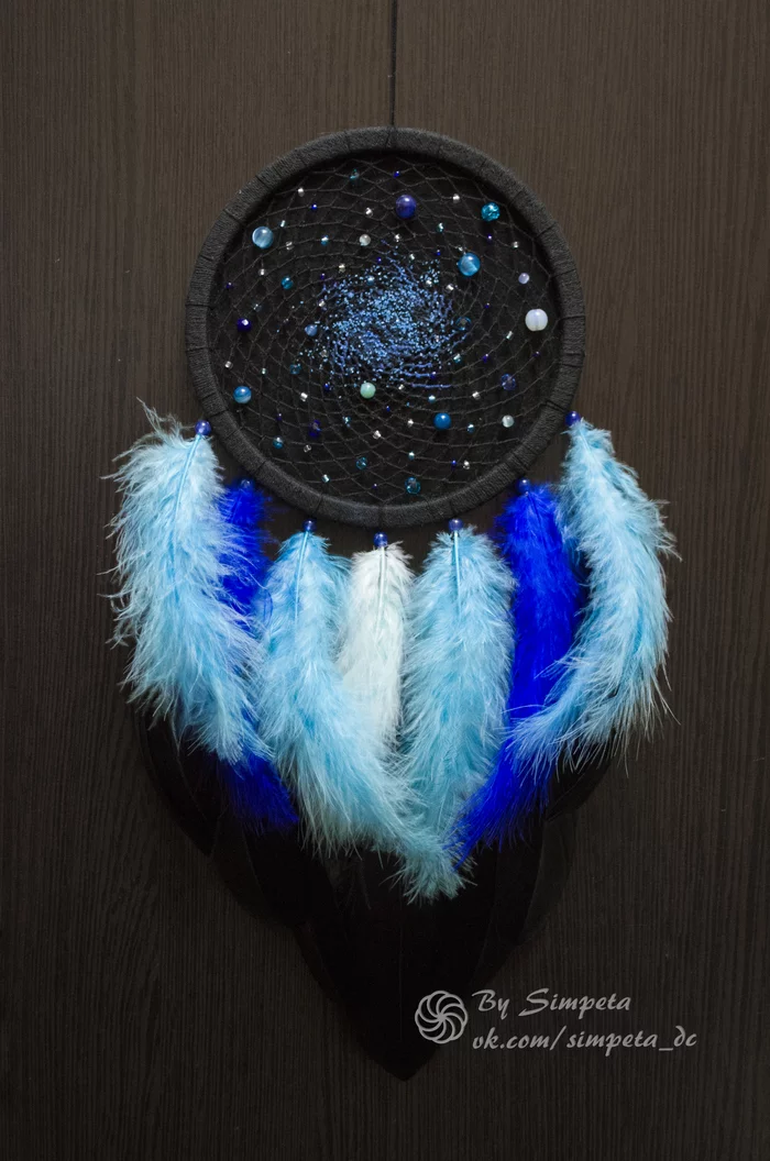 Dreamcatcher Lullaby of the Stars [luminescent] - My, Bysimpeta, Dreamcatcher, Needlework without process, Needlework, Handmade, Space, beauty, Night, Longpost