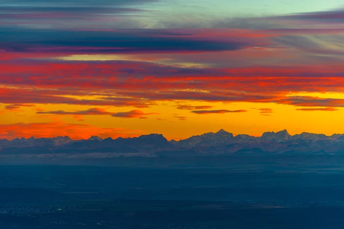 December sunset from the slope of Mount Beshtau - My, Sunset, Beshtau, Elbrus, December, Mashuk, Pyatigorsk, Longpost