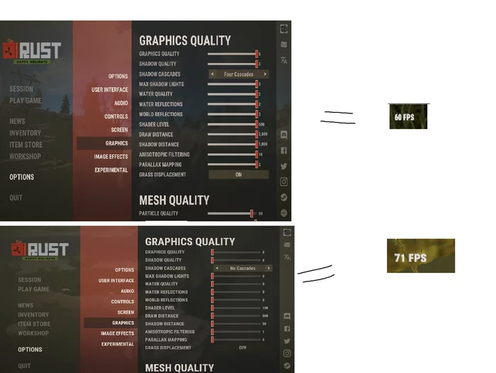 RUST - Low FPS on a powerful PC - My, Rust, Optimization, Help, Rust Experemental, FPS, Lag, Friezes