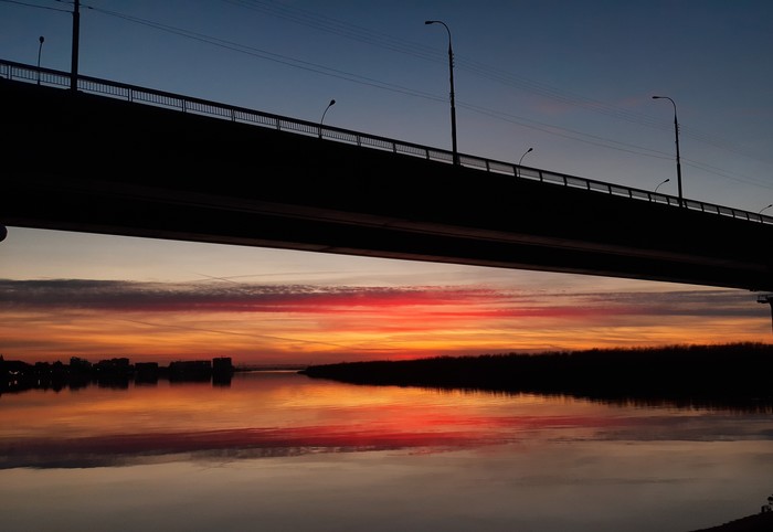 Astrakhan - My, The photo, Sunset, Astrakhan, Bridge, River, Volga river