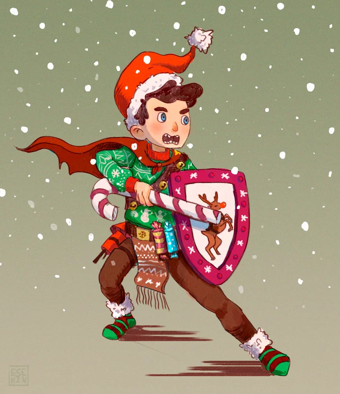 Defender of Christmas - My, Christmas, New Year, Concept, Illustrations, Christmas illustration, Characters (edit), Digital drawing, Concept Art