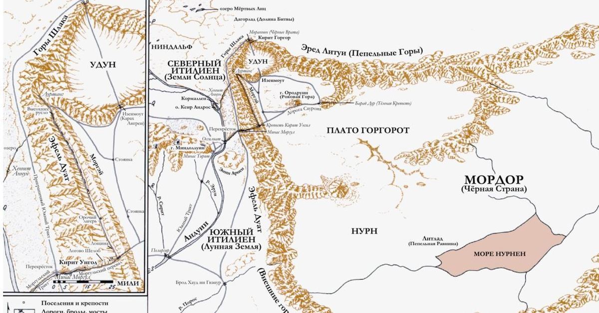 Подробная карта мордора