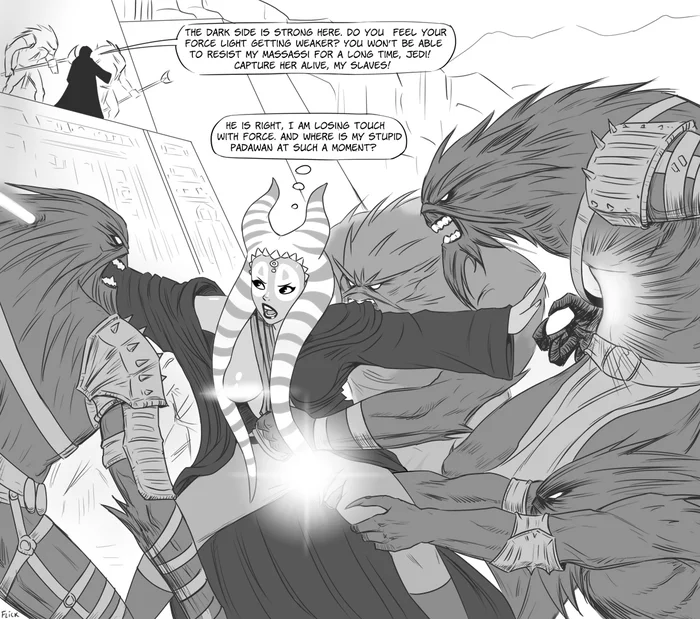 A Jedi Togruta in a Difficult Situation - NSFW, Flick-the-thief, Star Wars, Jedi, Togruta, Shaak Ti, Art