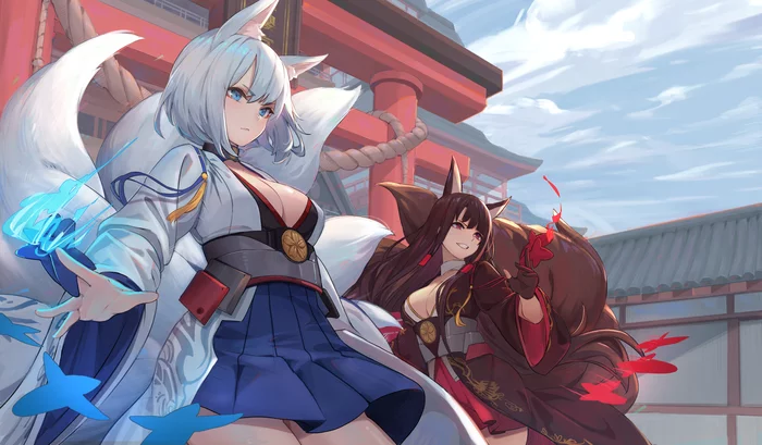 Sisters - Anime, Azur lane, Akagi, Kaga, Anime art, Video