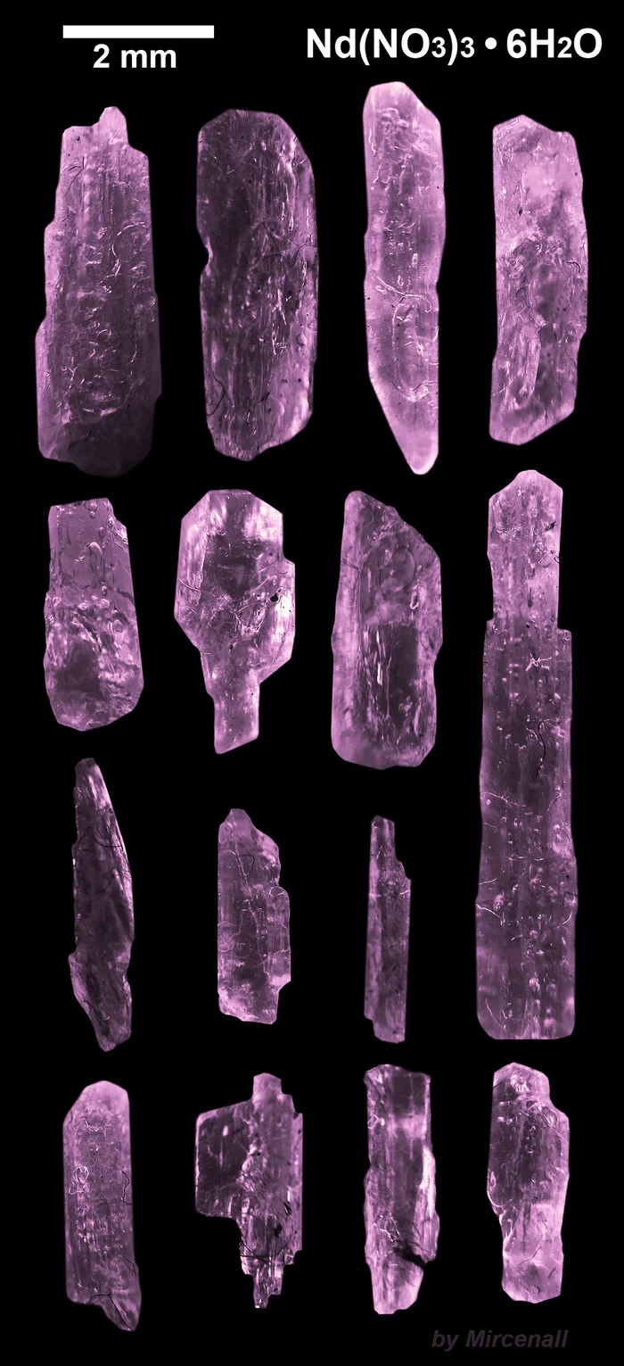 Neodymium nitrate crystals - My, Neodymium, Crystals, Purple, Chemistry, League of chemists, Longpost