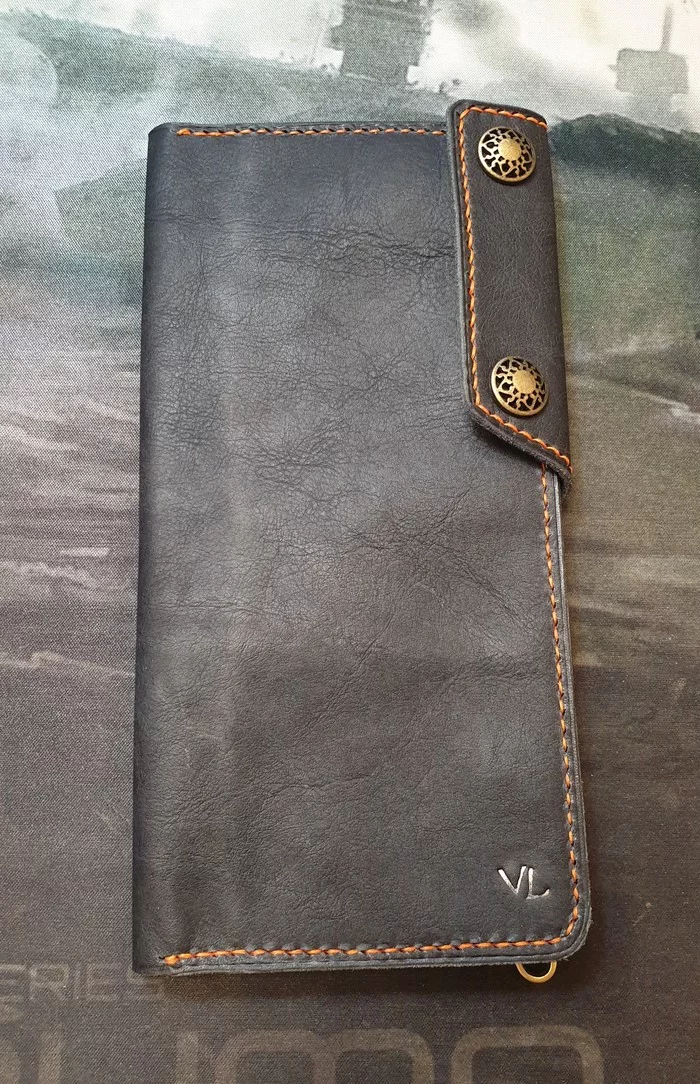 Longer made of genuine leather - My, Natural leather, Wallet, With your own hands, Needlework without process, Longer, Hobby, Leather, Purse, Longpost