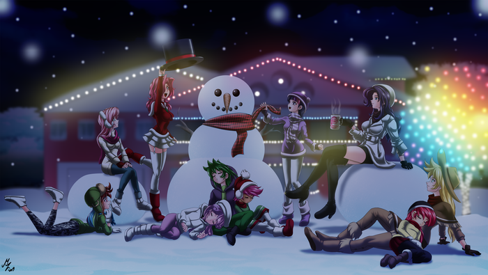 Лепят снеговика