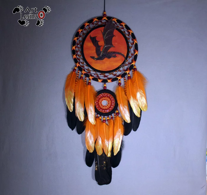 Dream catcher Dragon Sky, 70 cm - My, Dreamcatcher, Amulet, Needlework without process, Needlework, The Dragon, Myths, Longpost