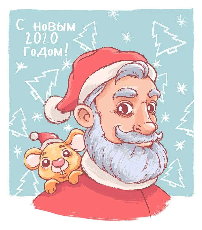 With Noooov.... well, you understand - My, Beaver draws, New Year, Father Frost, Digital drawing, Longpost