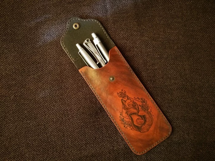 Handmade leather pencil case - My, Case, Handmade, Longpost, Leather products