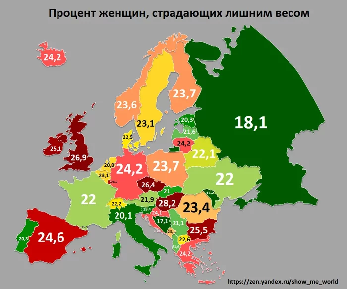 В каких странах Европы живут самые стройные женщины? - ВОЗ, Статистика, Инфографика, Ожирение, Девушки