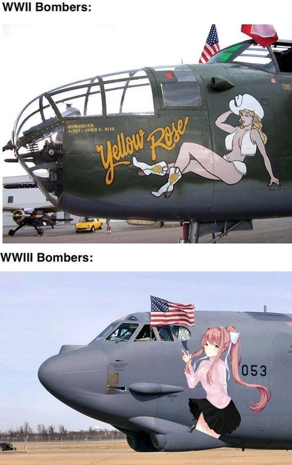 Bomber of World War II and World War III - Third world war, The Second World War, Doki Doki Literature Club, Anime