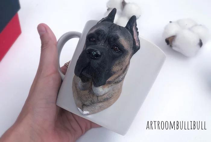 Cane Corso portrait on a mug - My, Cane Corso, Corse, Cane Corsy, Mug with decor, Polymer clay, Longpost