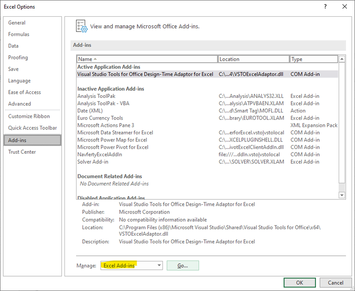 Создание надстройки excel в visual studio