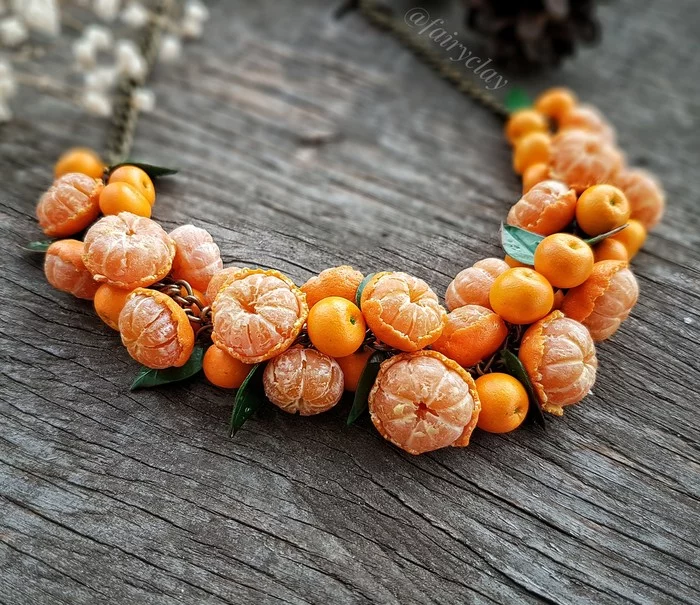 Improved tangerines - My, Tangerines, Polymer clay, Needlework without process, Polymer clay jewelry, Longpost