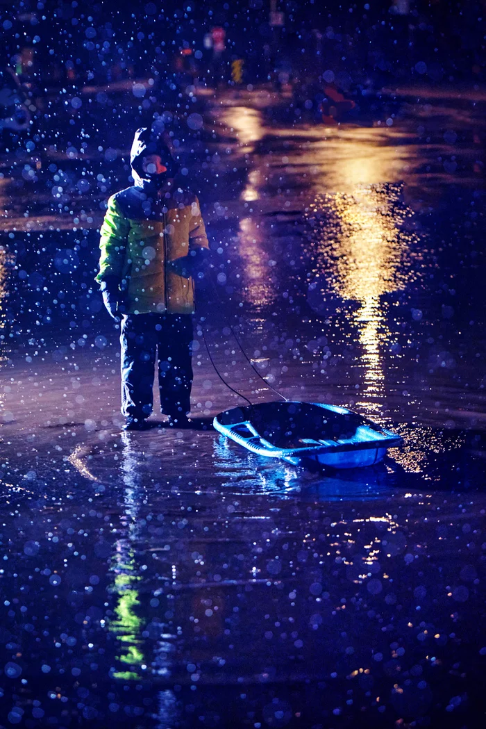 winter rain - My, Sled, Winter