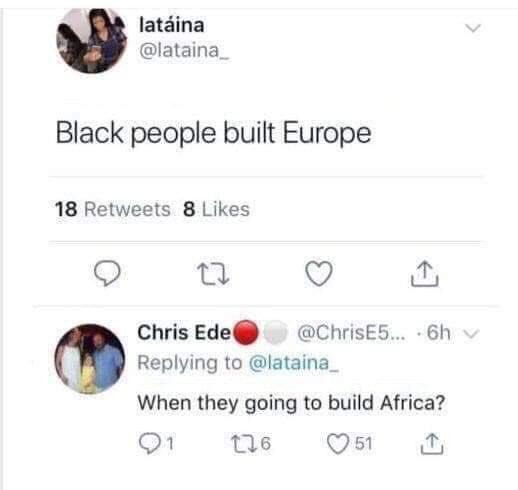 Black construction workers - Screenshot, Africa, Europe, Black people, Twitter