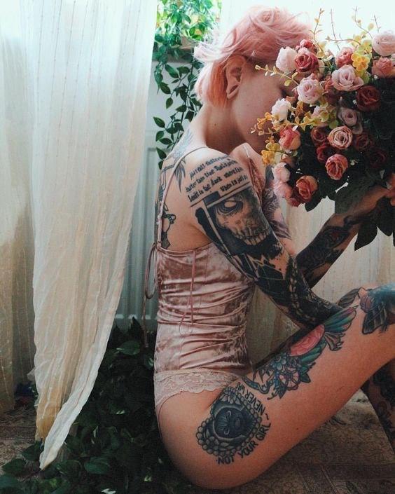 Girls with tattoos - continuation) - NSFW, Tattoo, Tattoos on the chest, Girl with tattoo, Longpost