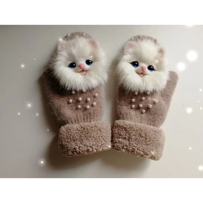 White cats walk in pairs)) - My, Mittens, Handmade, Animal husbandry, Needlework without process, Kittens, Video, Longpost