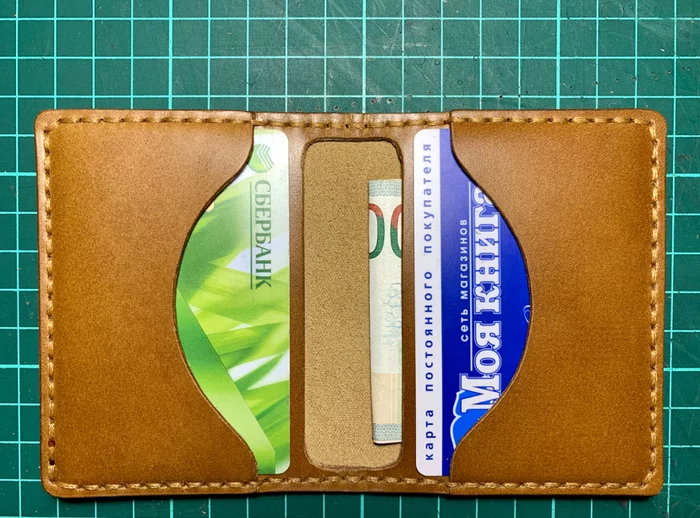 Compact wallet + photo of the process - My, Leather products, With your own hands, Leather wallet, Longpost, Wallet