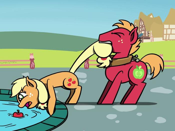 My apple! - My little pony, PonyArt, Applejack, Big Macintosh, Flutterluv