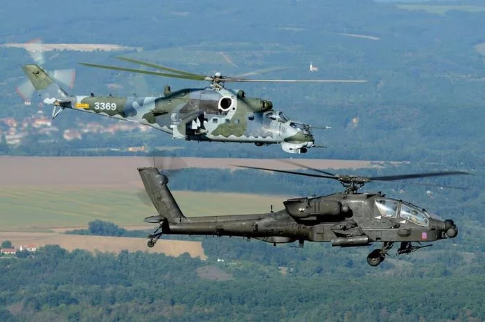 Competitors - The photo, Aviation, Helicopter, Mi-24, Ah-64 Apache
