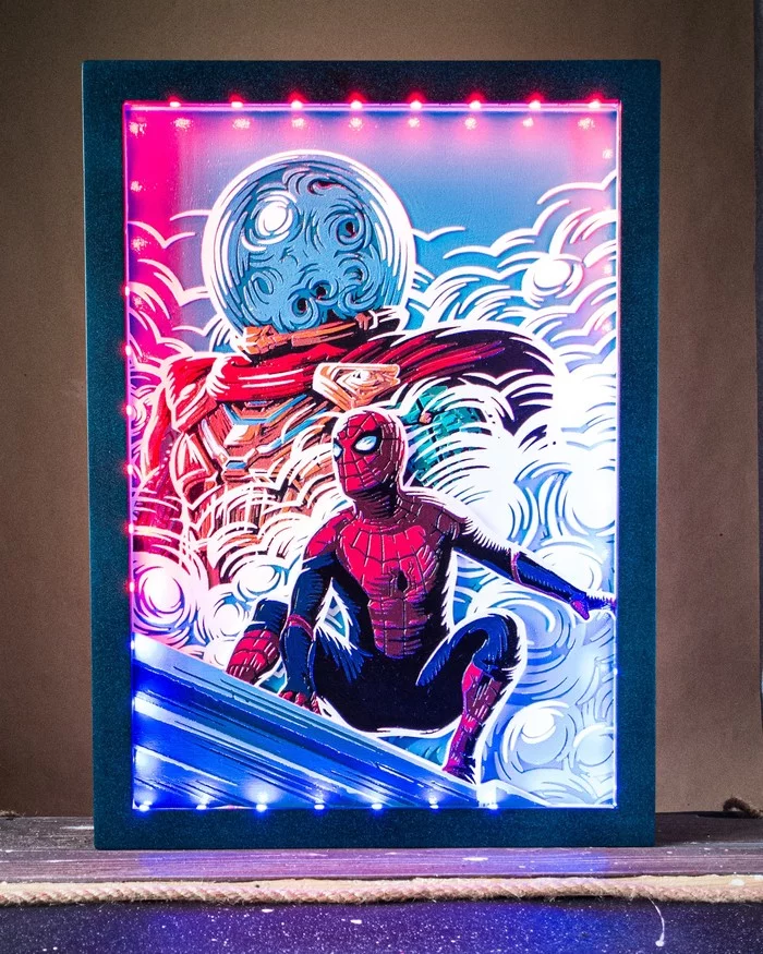 Panel Spider-Man and Mysterio - My, Panel, Poster, Spiderman, Mysterio, Wood products, Longpost