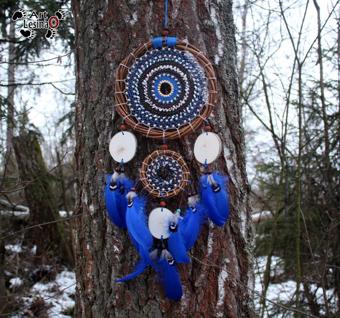 Dream catcher with aspen cuts and natural stones - My, Dreamcatcher, Amulet, Needlework, Needlework without process, Longpost