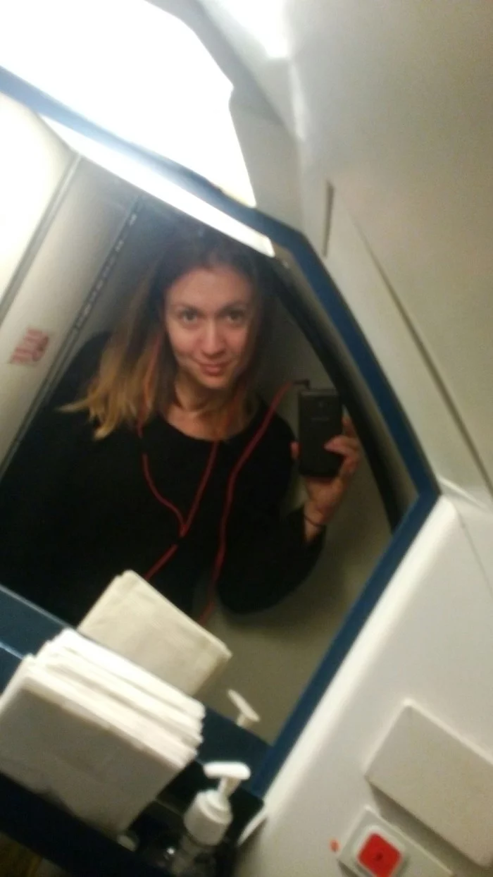 A very comfortable plane - My, Rusline, Airplane, Selfie, Toilet