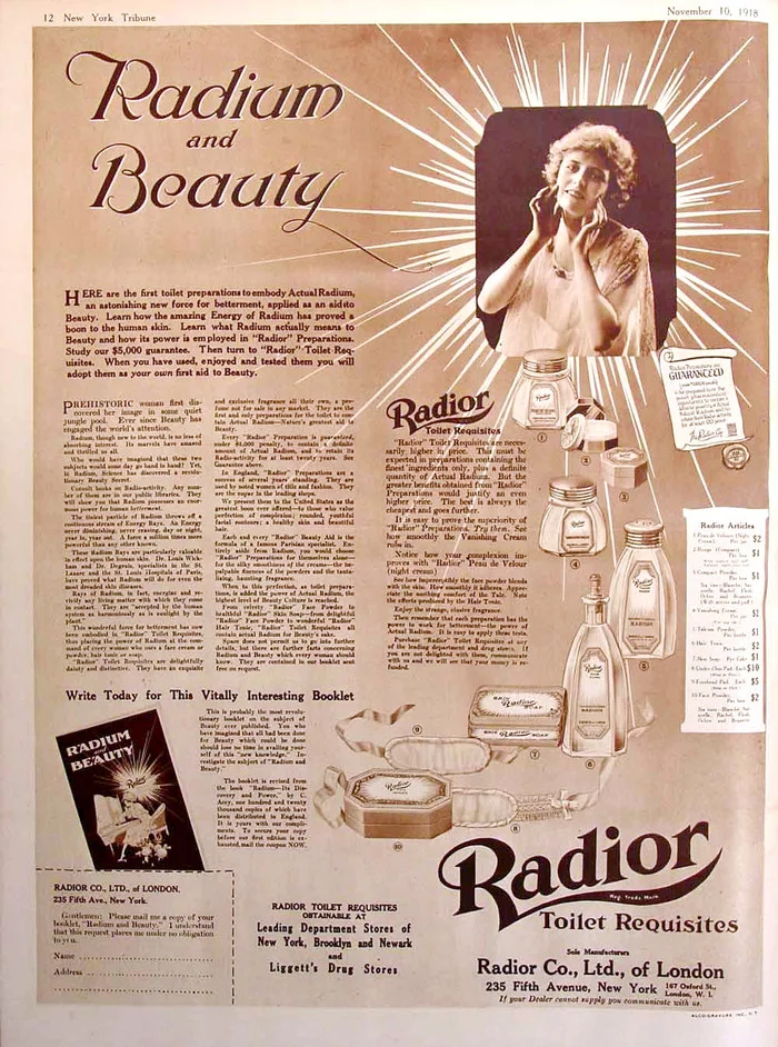 Madam, tell me the secret of your beauty. You've been glowing lately! - Radium, Health, X-ray, Radiation, Advertising, Cosmetics