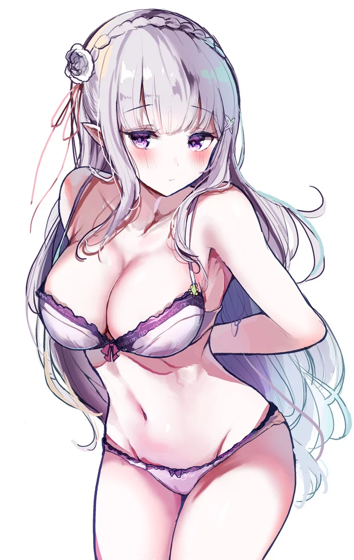 Emilia - NSFW, Re: Zero Kara, Emilia, Breast, Underwear, Pantsu, Anime, Anime art